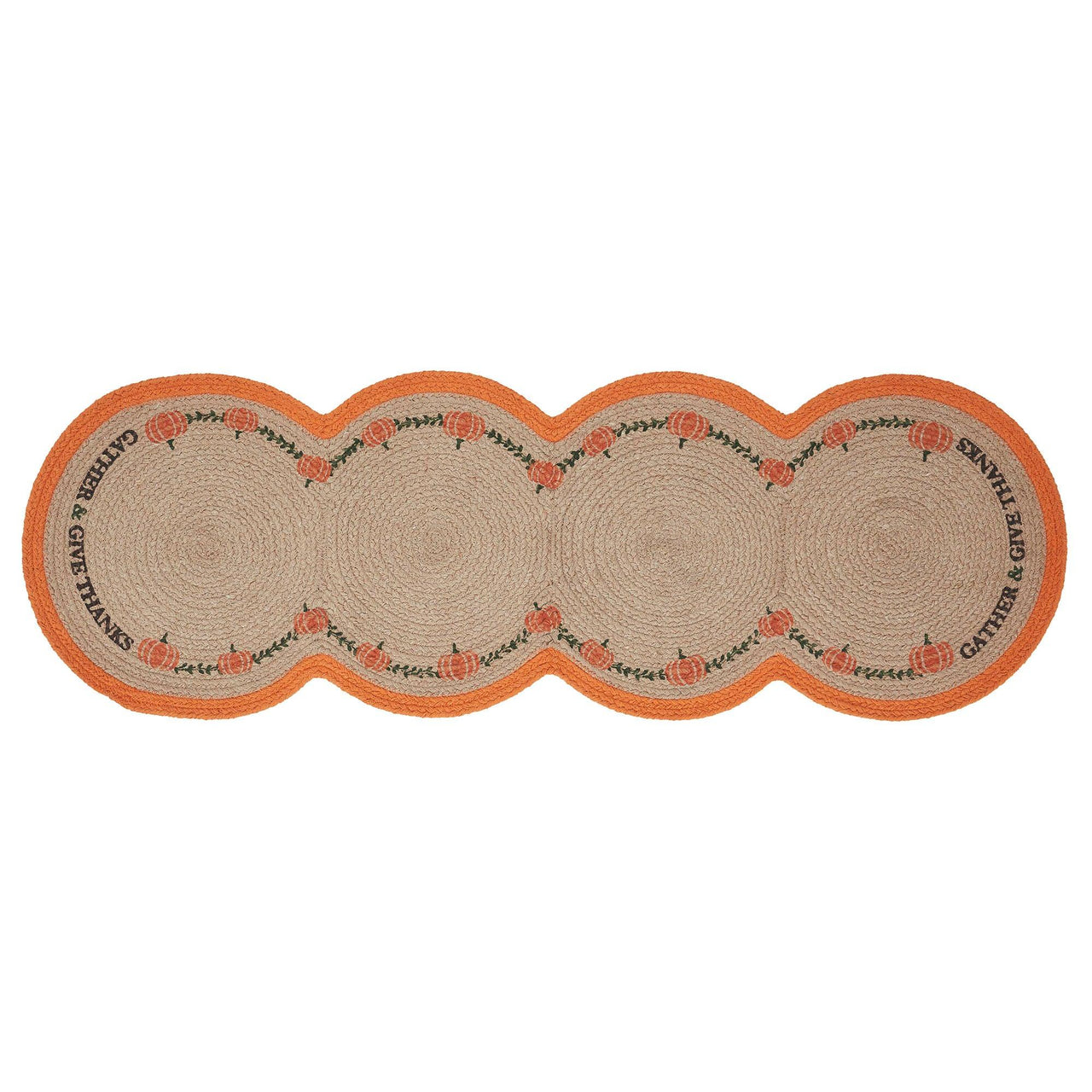 Harvest Blessings Natural Stencil Pumpkin Runner 12x36 - The Fox Decor