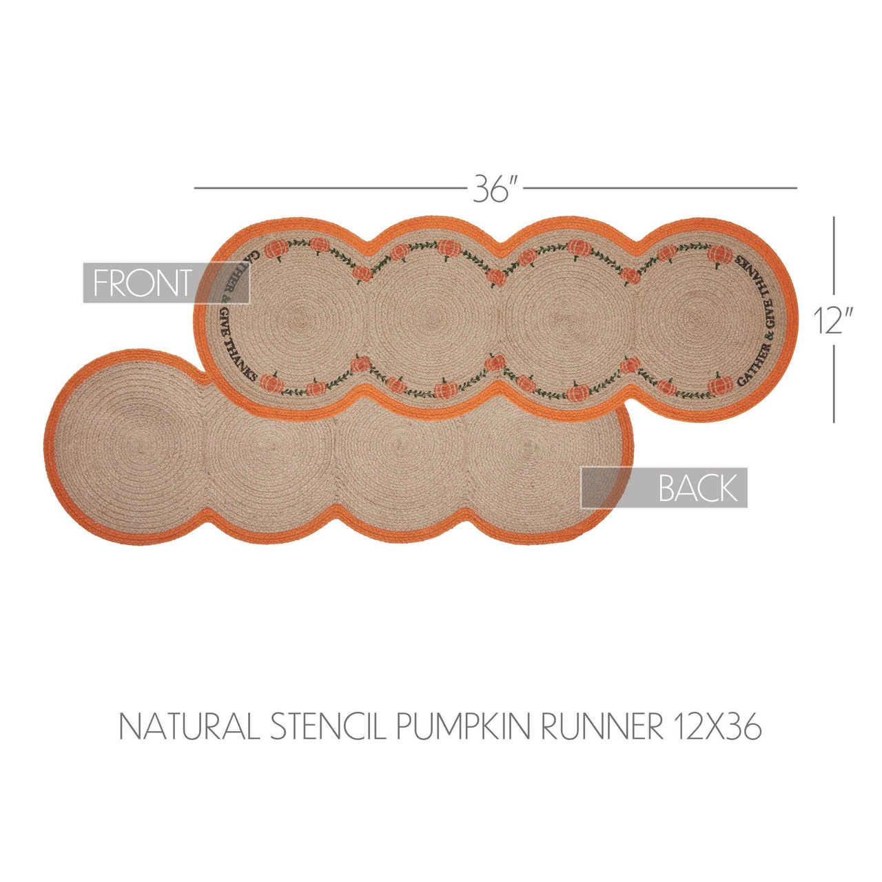 Harvest Blessings Natural Stencil Pumpkin Runner 12x36 - The Fox Decor
