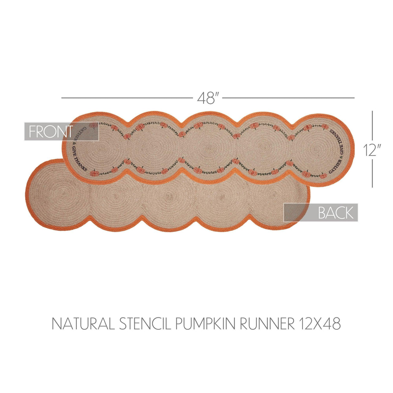 Harvest Blessings Natural Stencil Pumpkin Runner 12x48 - The Fox Decor