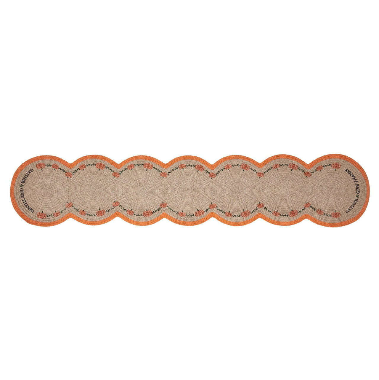 Harvest Blessings Natural Stencil Pumpkin Runner 12x60 - The Fox Decor