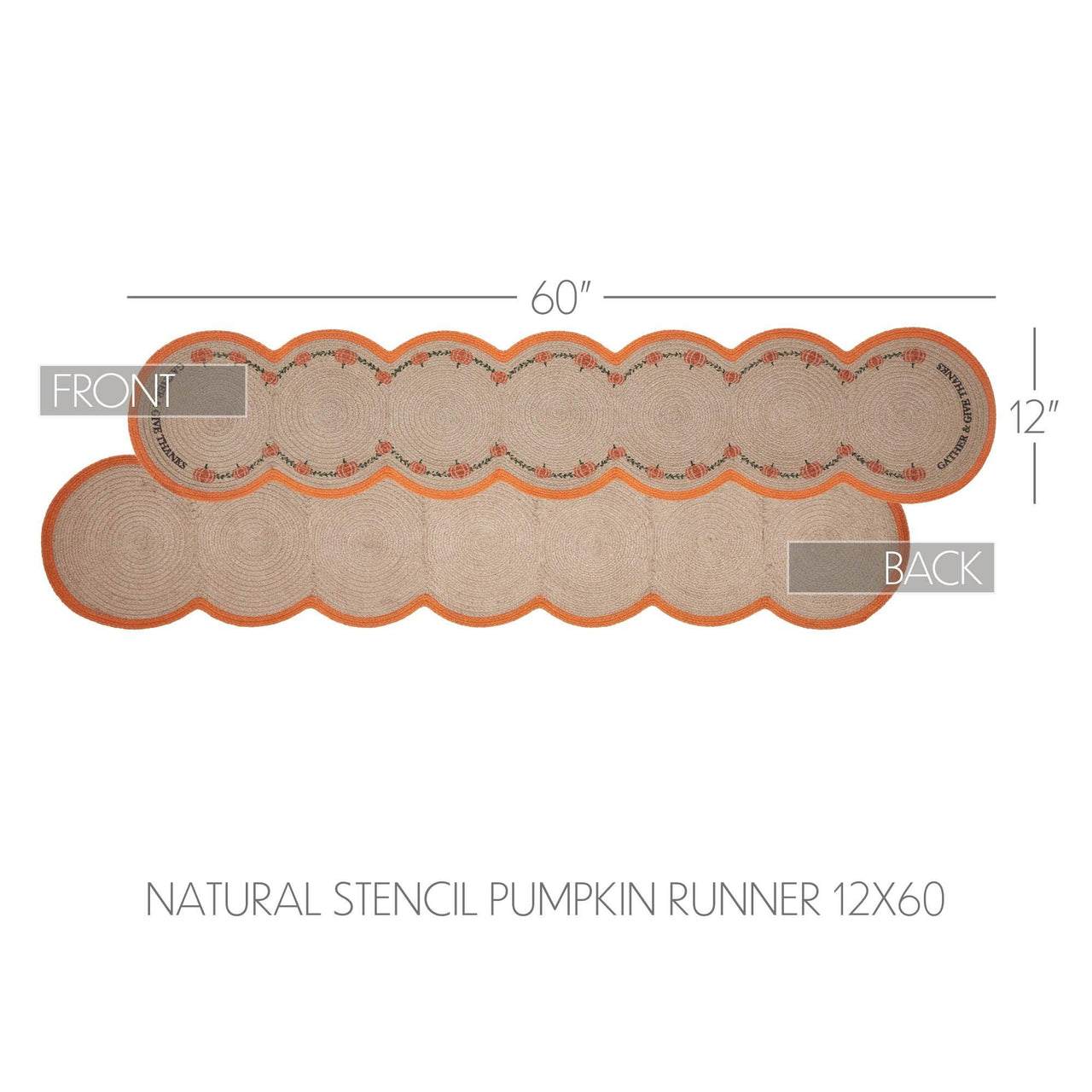 Harvest Blessings Natural Stencil Pumpkin Runner 12x60 - The Fox Decor