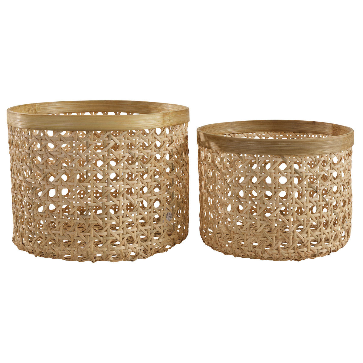 Woven Cane Round Baskets Set of 2 - Park Designs - The Fox Decor