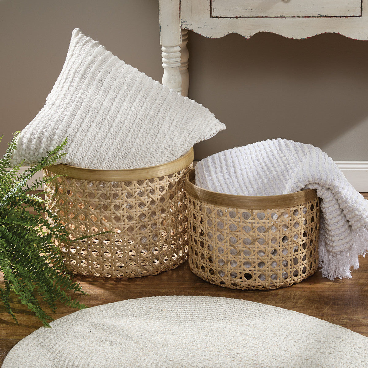 Woven Cane Round Baskets Set of 2 - Park Designs - The Fox Decor