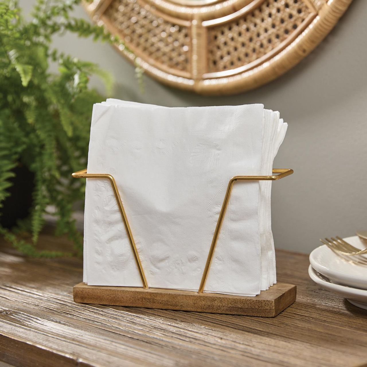 Wood Gold Bar Napkin Holder - The Fox Decor