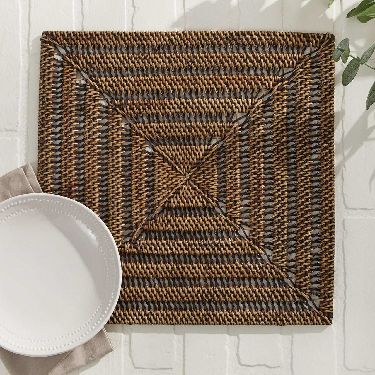 Rattan Square Charger - Rustic - The Fox Decor