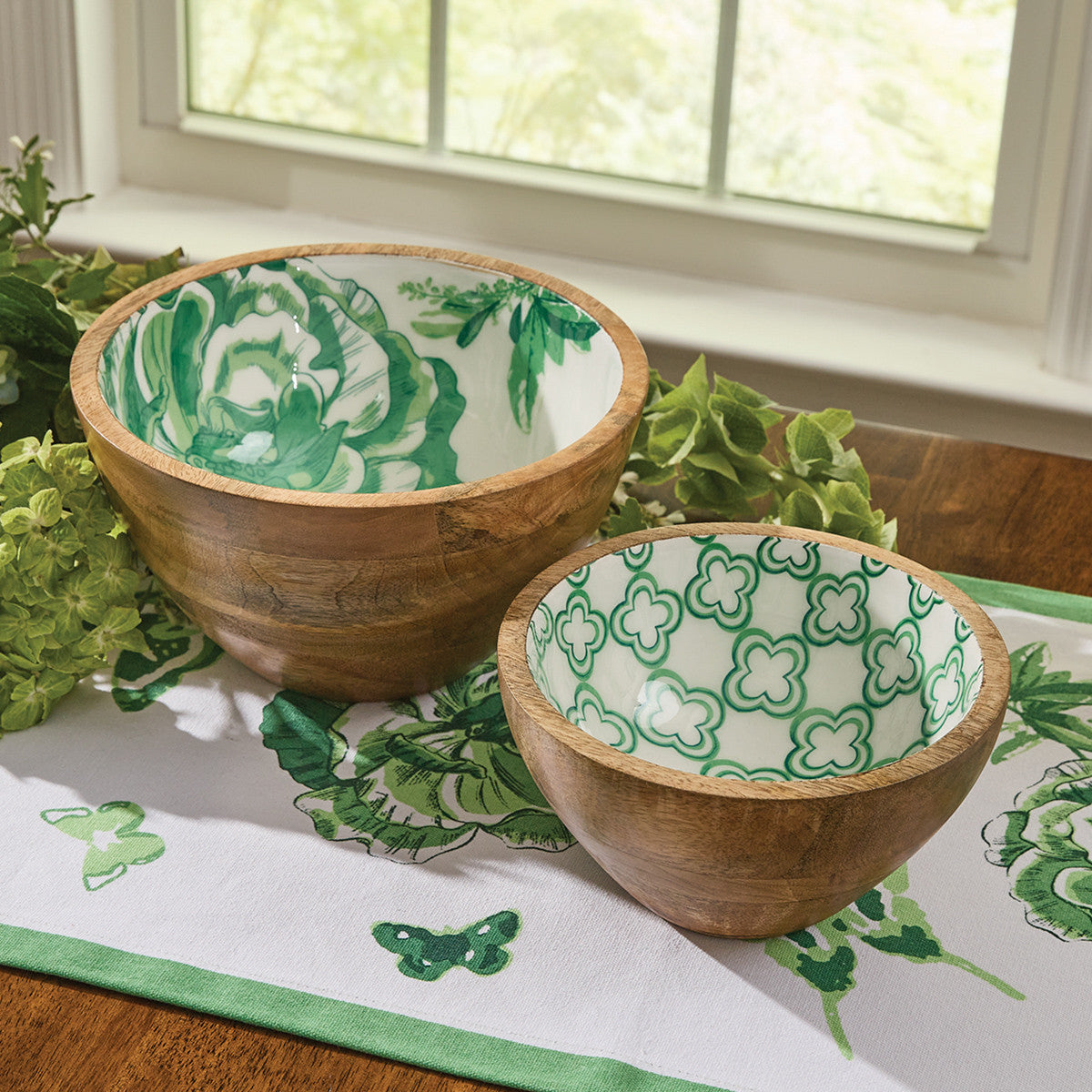 Patricia Heaton Home Florals And Flitters Serving Bowls  - Set Of 2 Green Park Designs