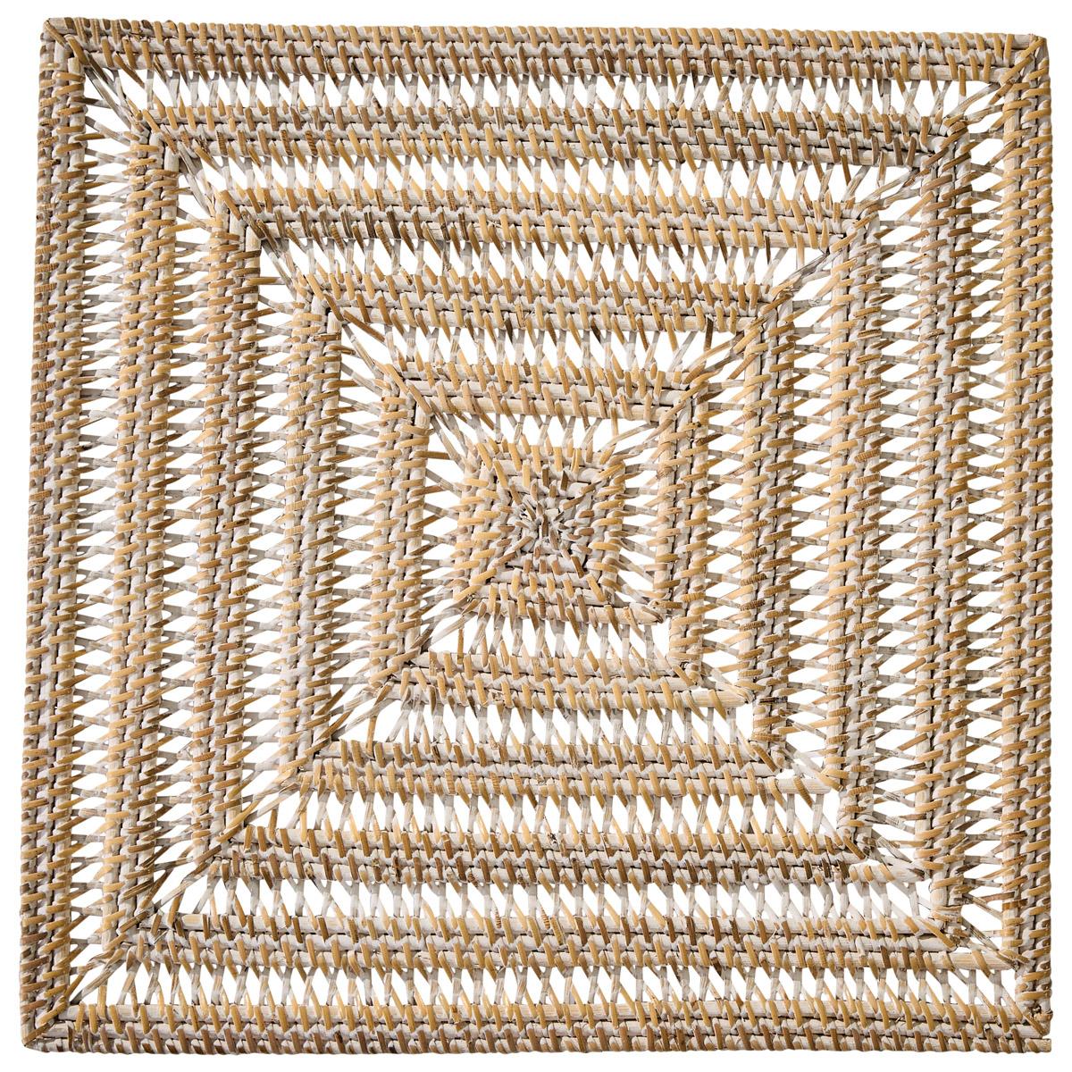 Rattan Square Charger - Whitewashed - The Fox Decor