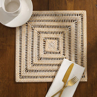 Rattan Square Charger - Whitewashed - The Fox Decor