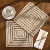 Rattan Square Charger - Whitewashed - The Fox Decor