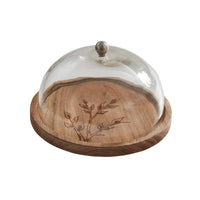 Leaves Wood Cheese Board With Glass Dome - Set of 2 Park Designs - The Fox Decor