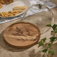 Leaves Wood Cheese Board With Glass Dome - Set of 2 Park Designs - The Fox Decor