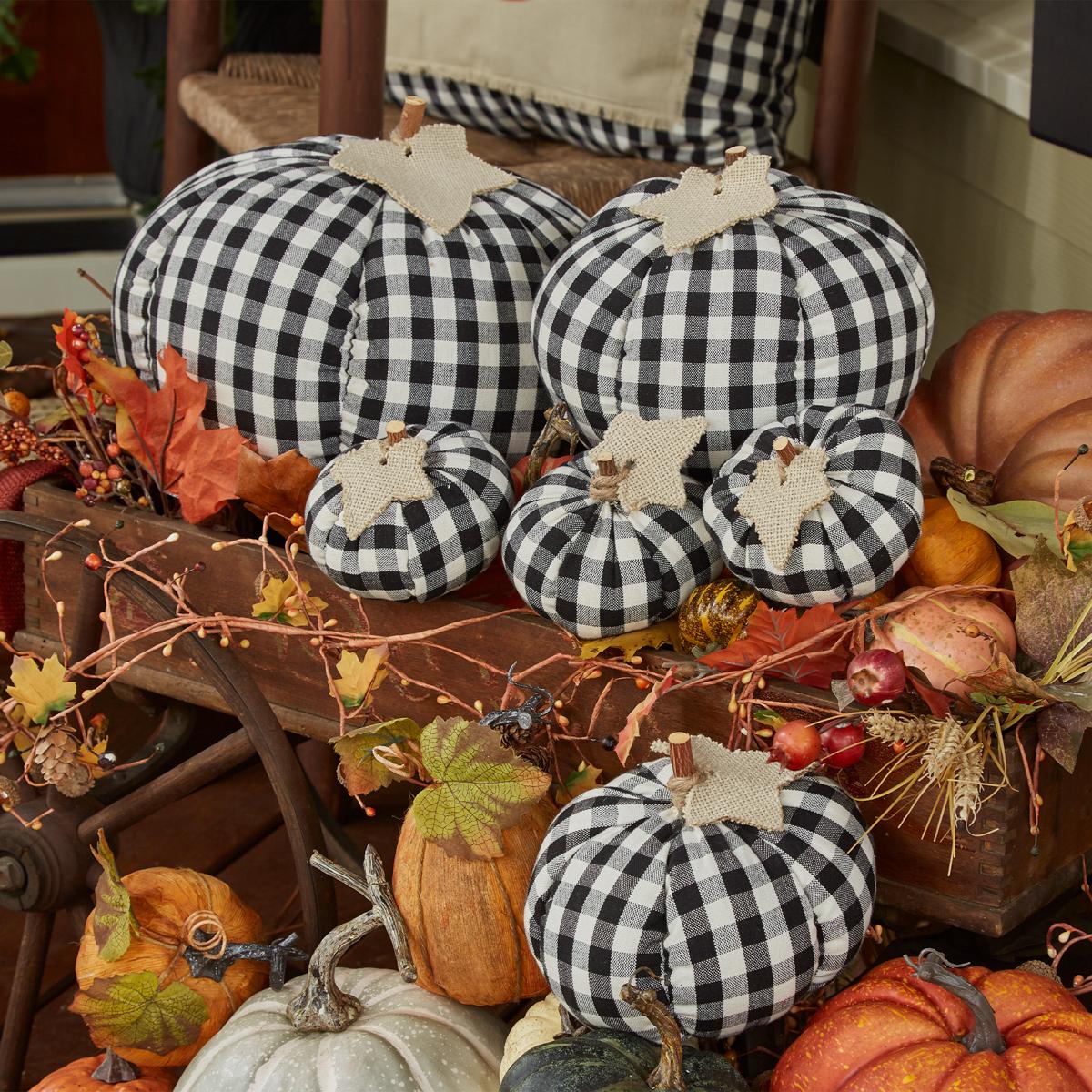 Great Black And Cream Check Pumpkin - Park Designs - The Fox Decor