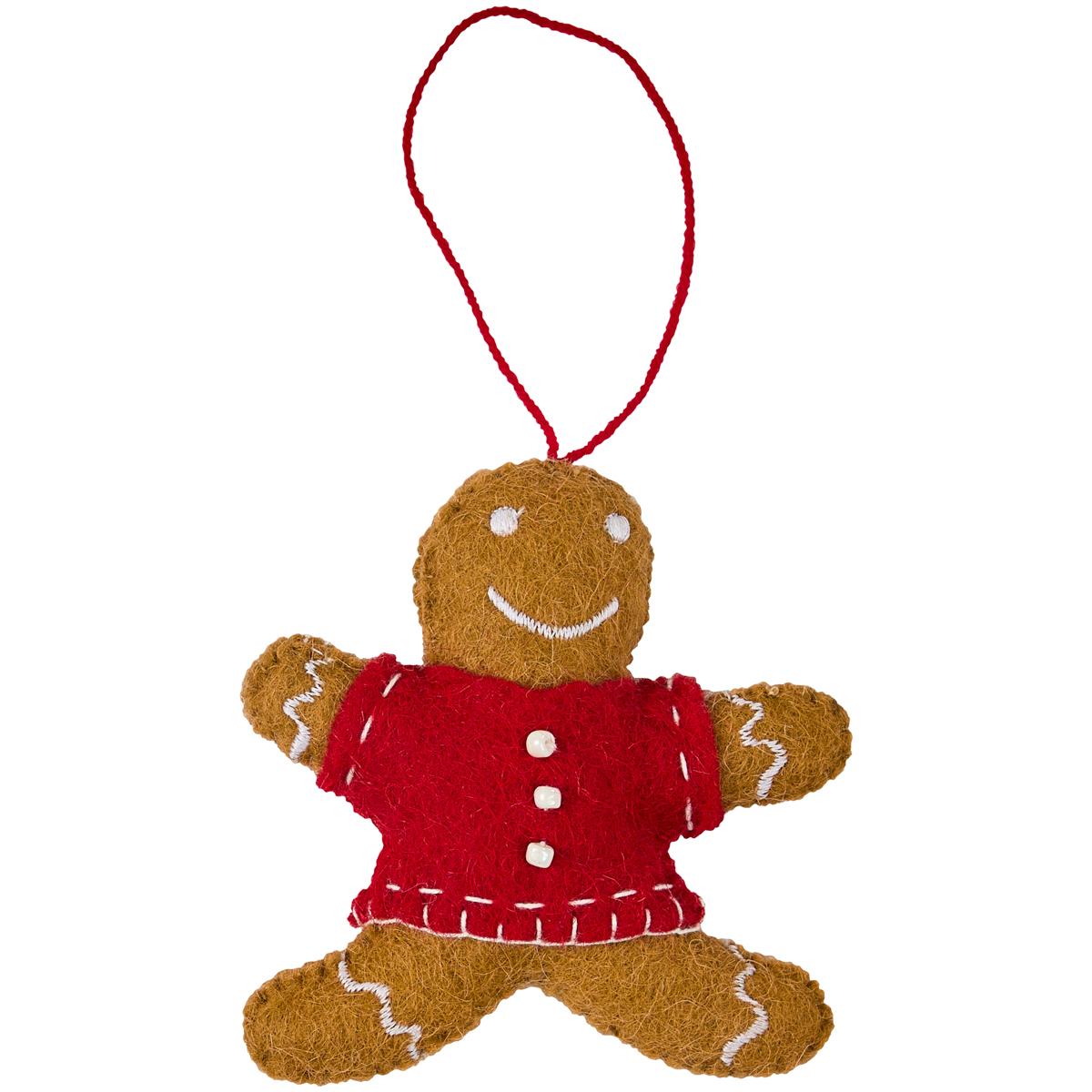 Gingerbread Man Wool Felt Ornament - Set of 4 Park Designs - The Fox Decor