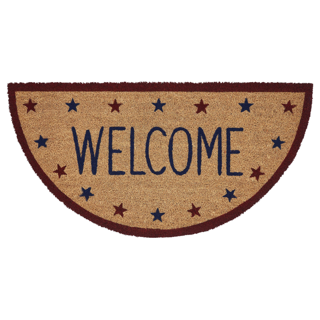 Patriotic Stars Welcome Coir Rug Half Circle 16.5x33 VHC Brands