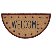 Patriotic Stars Welcome Coir Rug Half Circle 16.5x33 VHC Brands