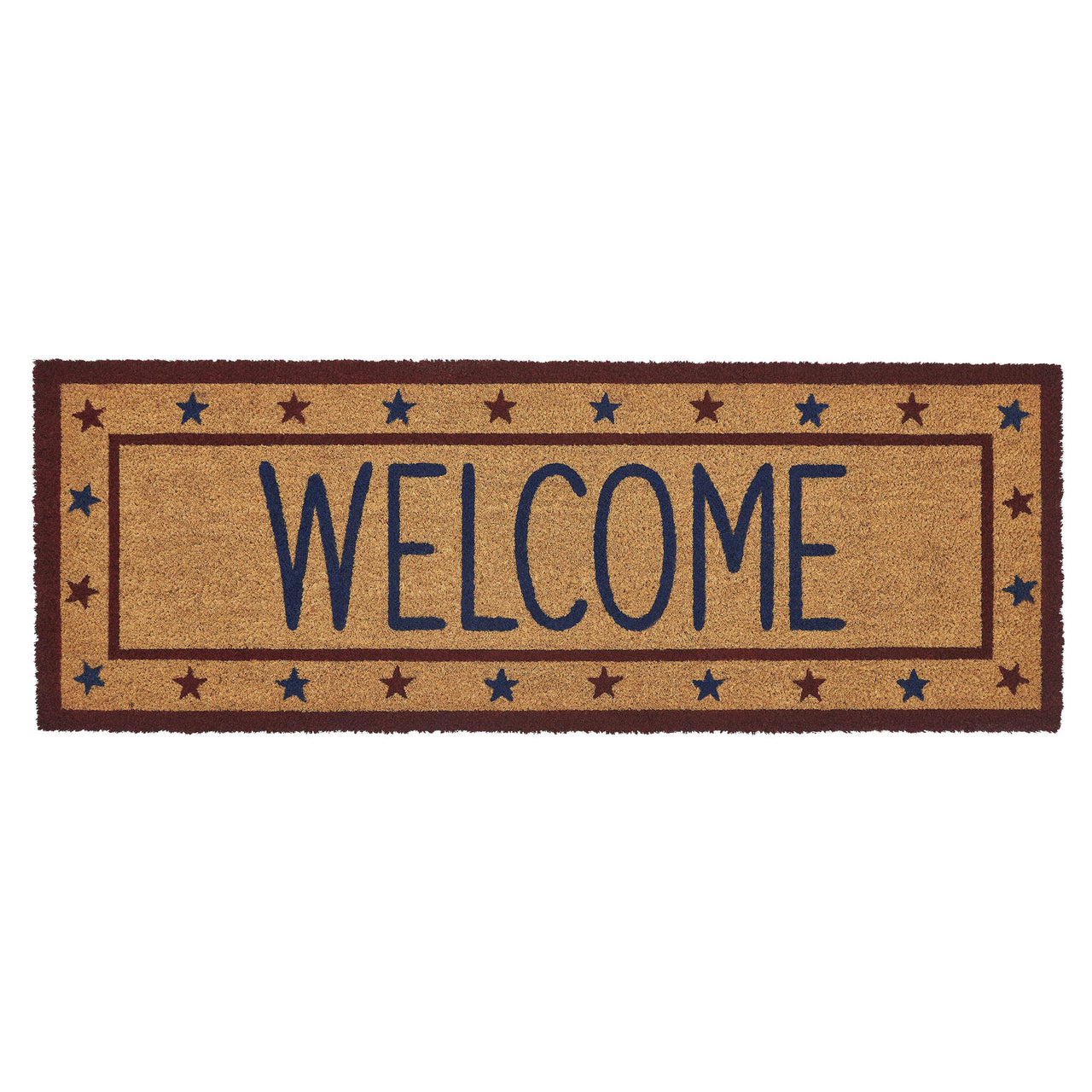 Patriotic Stars Welcome Coir Rug Rect 17x48 VHC Brands