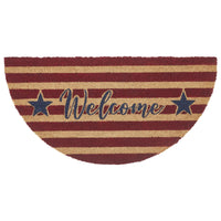 Patriotic Stripes Coir Welcome Rug Half Circle 16.5x33 VHC Brands