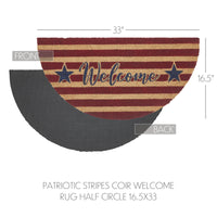Patriotic Stripes Coir Welcome Rug Half Circle 16.5x33 VHC Brands