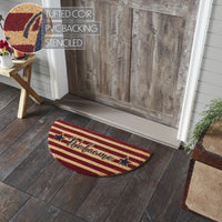 Patriotic Stripes Coir Welcome Rug Half Circle 16.5x33 VHC Brands