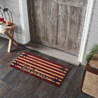 Patriotic Stripes Coir Welcome Rug Rect 17x36 VHC Brands