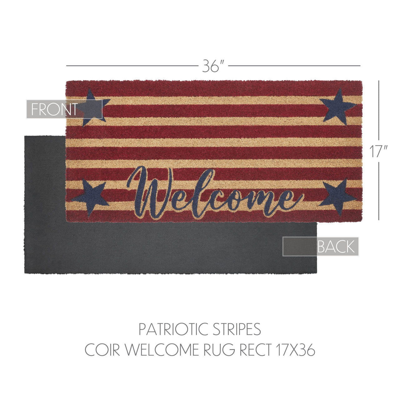 Patriotic Stripes Coir Welcome Rug Rect 17x36 VHC Brands