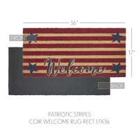 Patriotic Stripes Coir Welcome Rug Rect 17x36 VHC Brands
