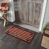 Patriotic Stripes Coir Welcome Rug Rect 17x36 VHC Brands