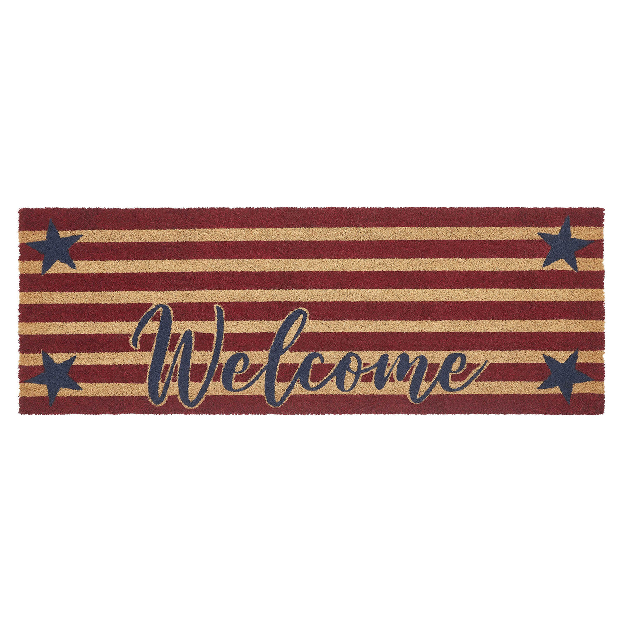 Patriotic Stripes Coir Welcome Rug Rect 17x48 VHC Brands
