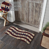RWB Flag Stripes Coir Welcome Rug Rect 17x36 VHC Brands