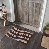 RWB Flag Stripes Coir Welcome Rug Rect 20x30 VHC Brands