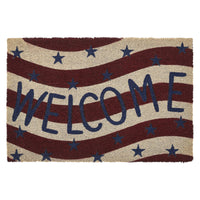 RWB Flag Stripes Coir Welcome Rug Rect 20x30 VHC Brands