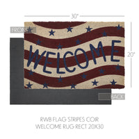 RWB Flag Stripes Coir Welcome Rug Rect 20x30 VHC Brands