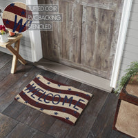 RWB Flag Stripes Coir Welcome Rug Rect 20x30 VHC Brands