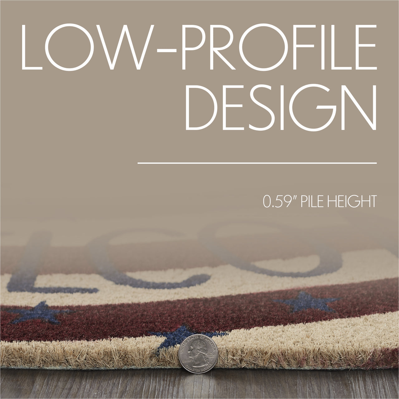 RWB Flag Stripes Coir Welcome Rug Rect 20x30 VHC Brands