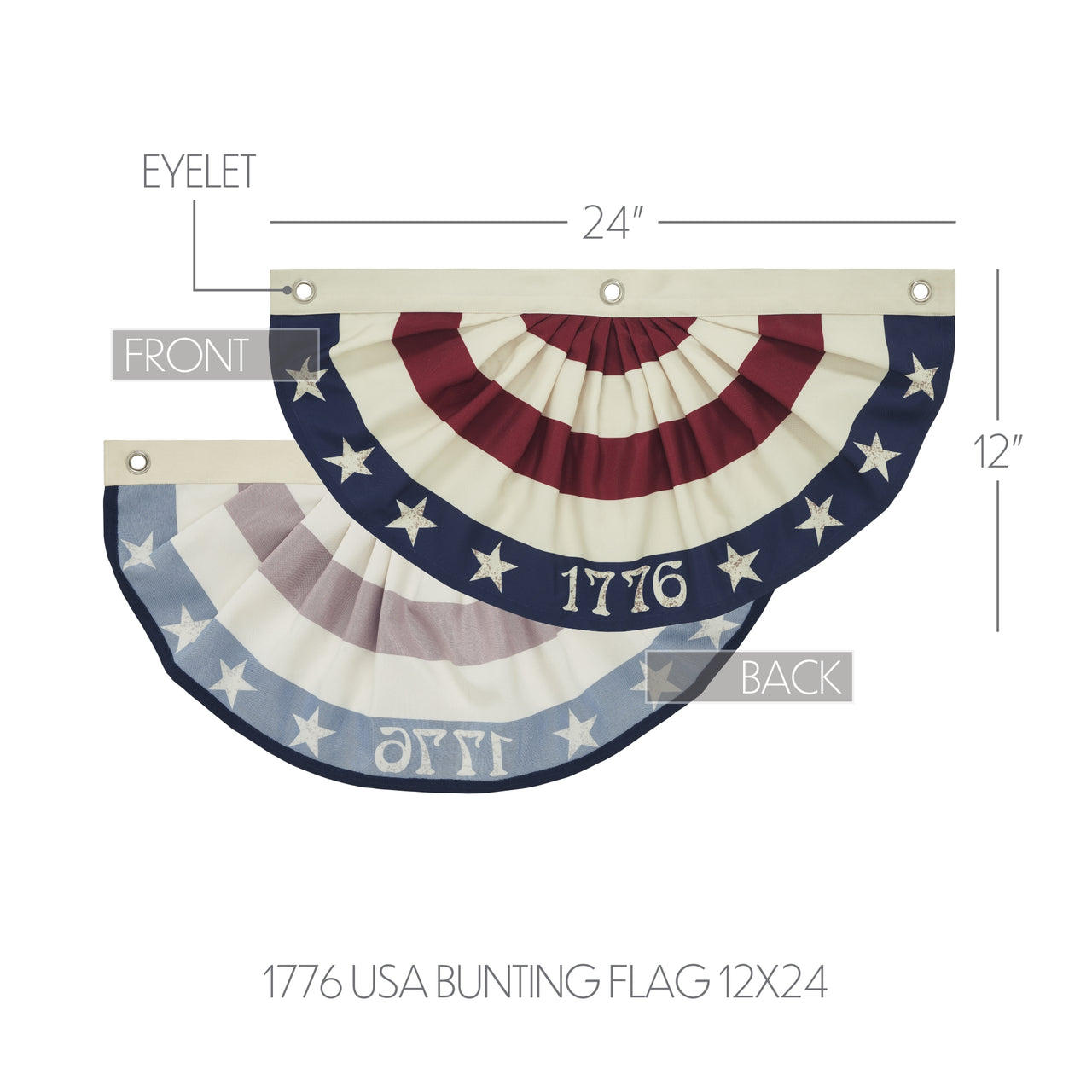 My Country 1776 USA Bunting Flag 12x24 - VHC Brands