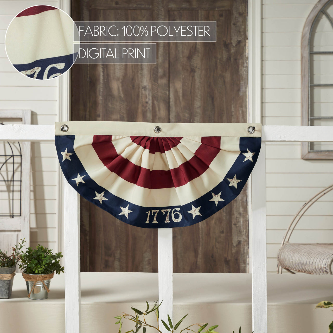 My Country 1776 USA Bunting Flag 12x24 - VHC Brands