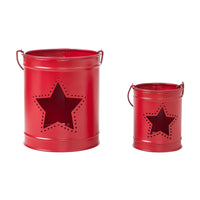 Patriotic Star Barn Red Metal Candle Holder Set of 2 - 5.5/3.5 inch - VHC Brands