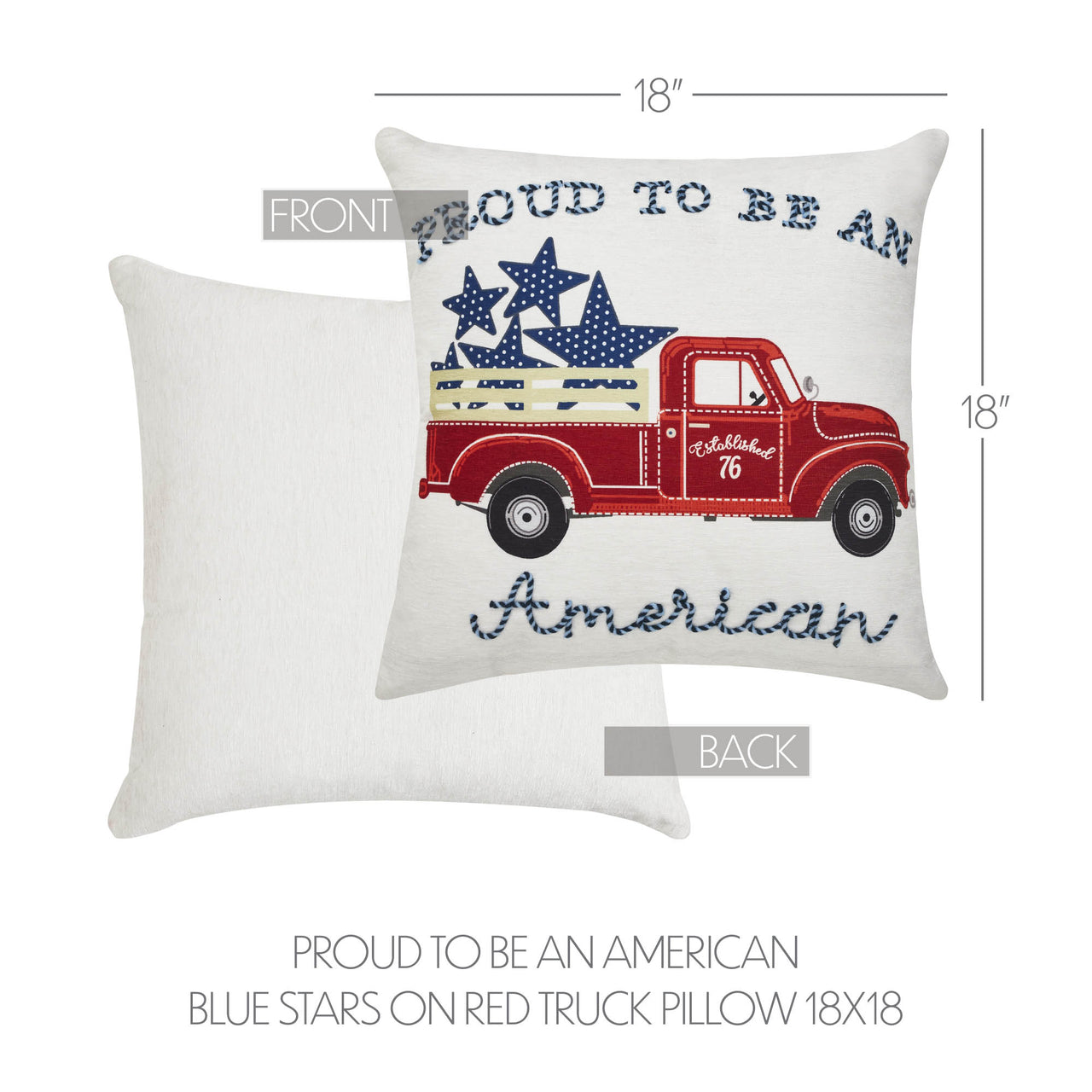 Proud To Be An American Blue Stars On Red Truck Pillow 18x18 - VHC Brands