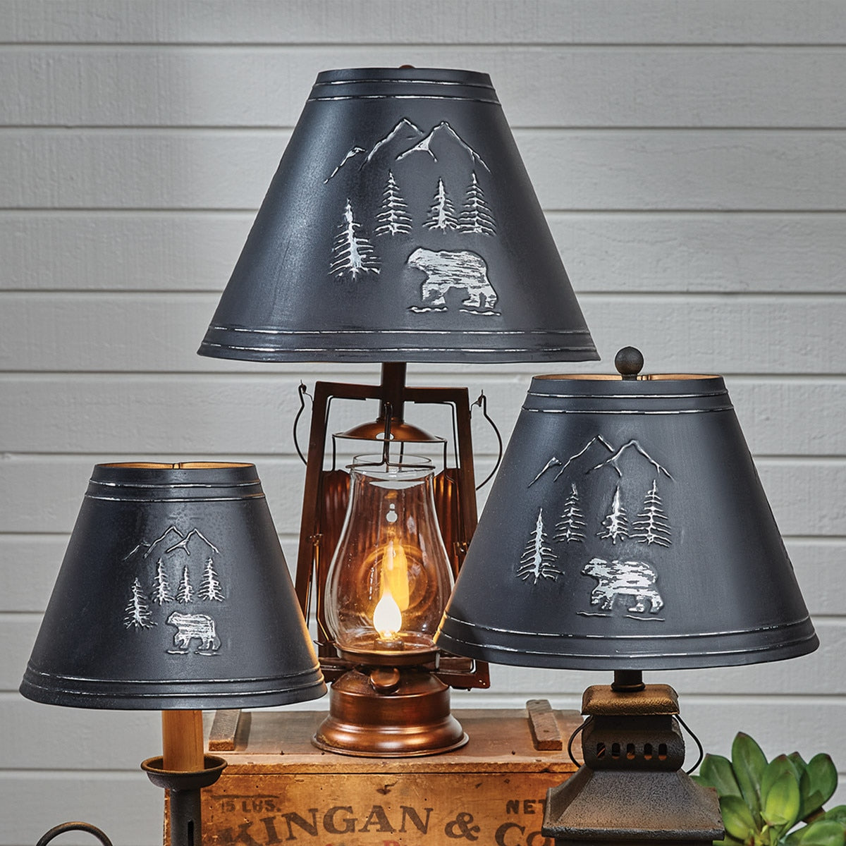Black Bear Embossed Metal Lampshade 10"