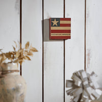 Faith Family Freedom on Flag MDF Block Sign 5x5x1 VHC Brands
