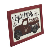 Shiplap God Bless America Red Truck Bunting & Fireworks MDF Wall Sign 8x12 VHC Brands