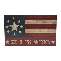 GOD BLESS AMERICA On Vintage American Flag MDF Wall Sign 10x16 VHC Brands
