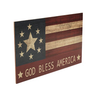 GOD BLESS AMERICA On Vintage American Flag MDF Wall Sign 10x16 VHC Brands