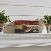 Let Freedom Ring MDF Block Sign w/ American Map Ornament On Twine 4x6x5 - VHC Brands