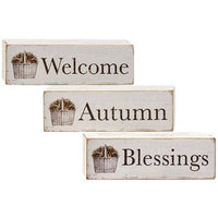 Welcome Autumn Blessing Block 3 asstd - The Fox Decor