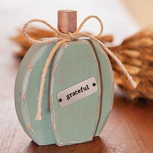 Grateful Teal Chunky Pumpkin Sitter - The Fox Decor