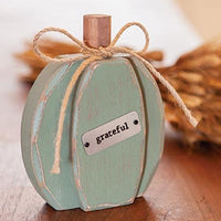 Grateful Teal Chunky Pumpkin Sitter - The Fox Decor
