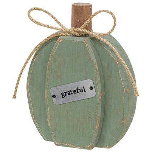 Grateful Teal Chunky Pumpkin Sitter - The Fox Decor