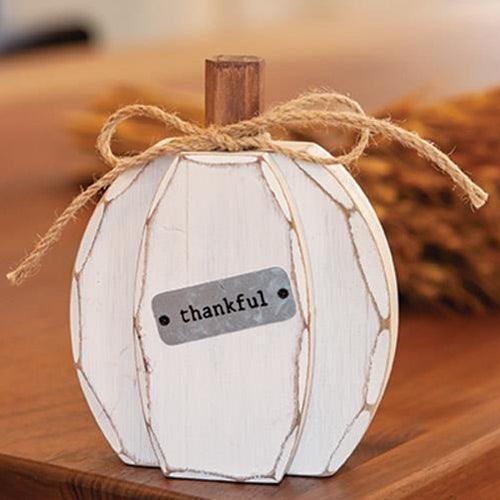 Thankful White Chunky Pumpkin Sitter - The Fox Decor