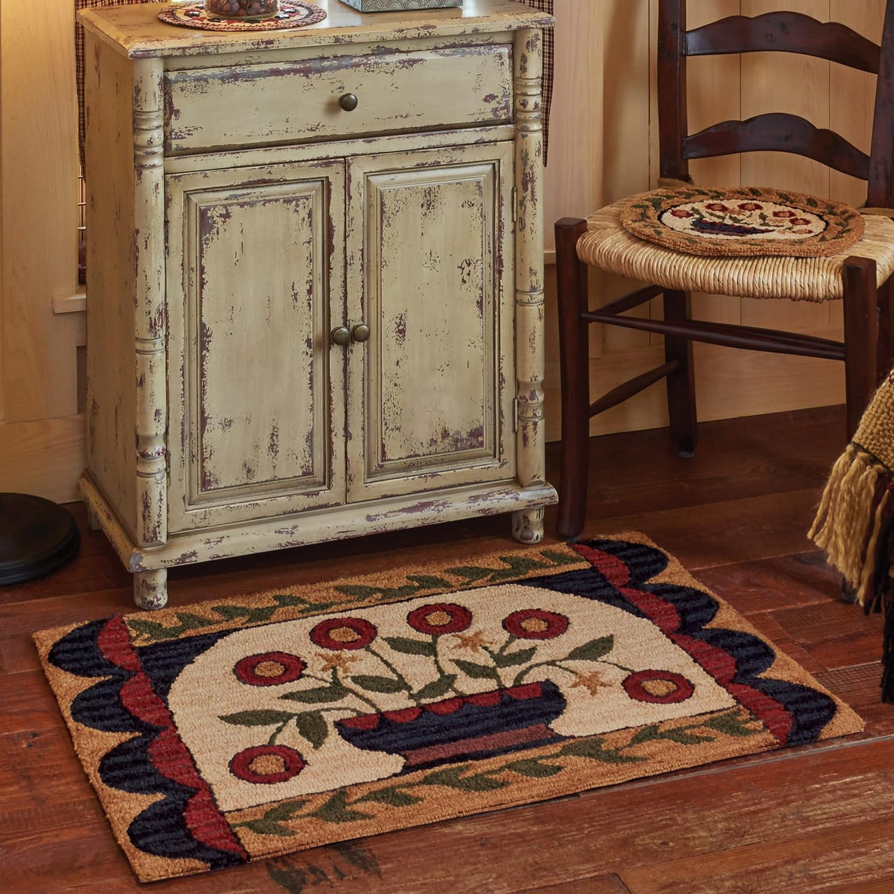 Flower Basket Hooked Rug - 24" x 36" Park Designs